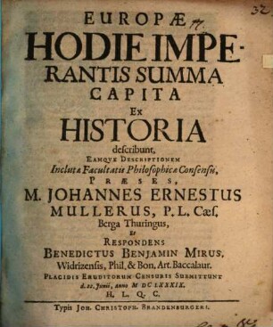 Europae hodie imperantis summa capita ex historia