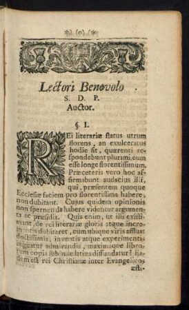 Lectori Benevolo S.D.P. Auctor