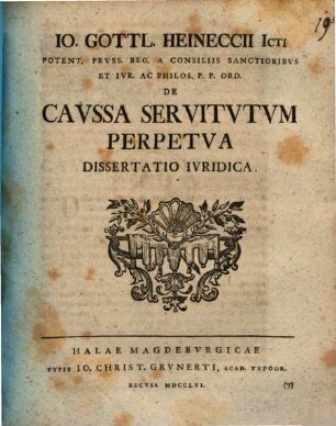 De caussa servitutum perpetua