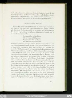 Literatur, Musik, Theater