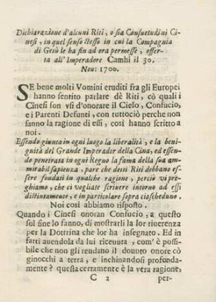 Dichiarazione d'alcuni Riti, o sia Consuetudini Cinesi, in quel ...