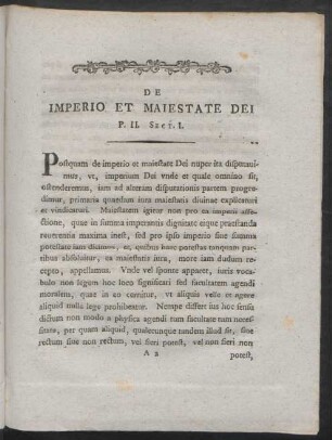 De Imperio Et Maiestate Dei P. II. Sect. I.