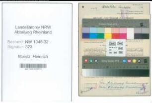 Entnazifizierung Heinrich Maintz , geb. 10.04.1891 (Angestellter)