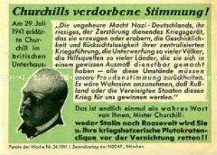 NS-Propagandazettel "Parole der Woche", Nr. 34/1941, mit Bezug auf eine Rede Churchills im britischen Unterhaus