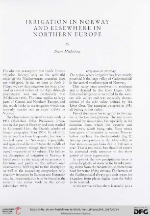 Irrigation in Norway and elsewhere in Northern Europe