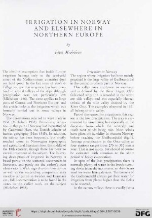Irrigation in Norway and elsewhere in Northern Europe