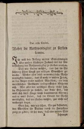 Das erste Capitel. Woher die Nothwendigkeit zu sterben komme.