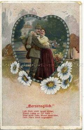 Postkarte mit Soldaten-Liebesmotiv und Vers