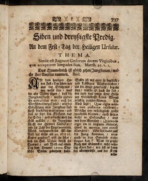737-777, Siben und dreyßigste Predig. An dem Fest-Tag der heiligen Ursulae.
