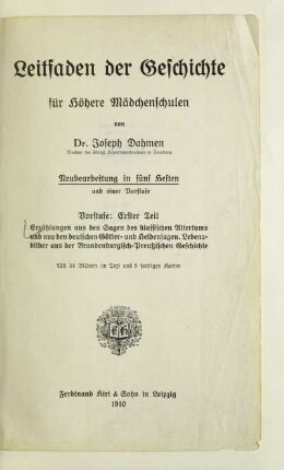 Teil 1: Erzählungen aus den Sagen des klassischen Altertums und aus den deutschen Götter- und Heldensagen, Lebensbilder aus der brandenburgisch-preußischen Geschichte