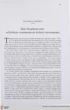 72: Sala Neoplastyczna : od kobiety ornamentu do kobiety instrumentu