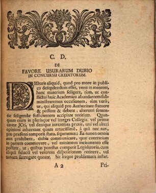 Disputatio inauguralis de favore dubio usurarum in concursu creditorum