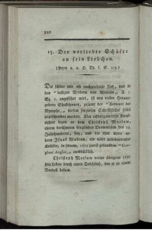 15. Der verliebte Schäfer an sein Liebchen.
