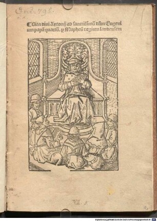 Vita divi Antonii : gewidmet Papst Eugenius IV.