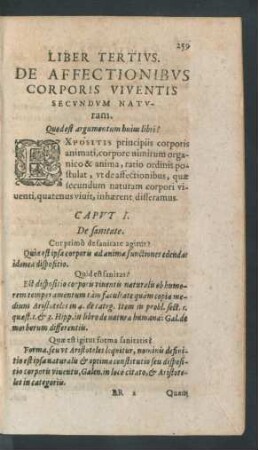 Liber Tertius. De Affectionibus Corporis Viventis Secundum Naturam.