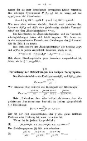 § 8. Fortsetzung der Betrachtungen des vorigen Paragraphen.