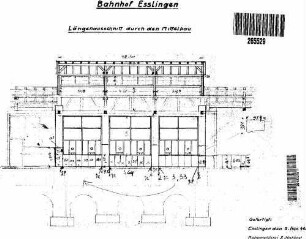Esslingen (Neckar): Empfangsgebäude Mittelbau Längenschnitt