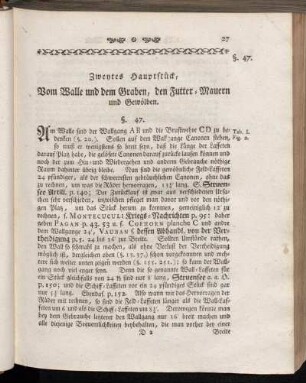 Zweytes Hauptstück, Vom Walle und dem Graben, den Futter-Mauern und Gewölben.