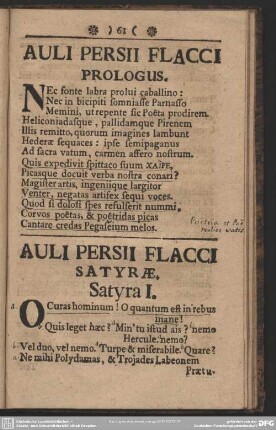 Auli Persii Flacci Satyrae