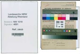 Entnazifizierung Jakob Reif , geb. 18.09.1913 (Kaufmaennischer Angestellter)