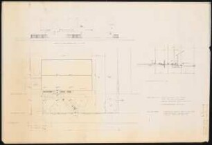 Garten Prof. Günther Schützler, Berlin-Wannsee: Lageplan, Ansicht vom Wohnhaus, Geländeschnitt 1:100 als Planungsunterlage