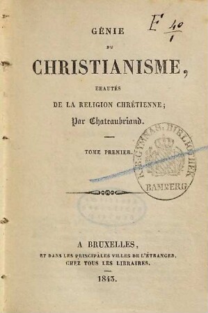 Génie du christianisme, beautés de la religion chrétienne, 1