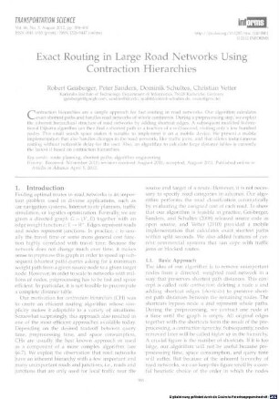 Exact routing in large road networks using contraction hierarchies