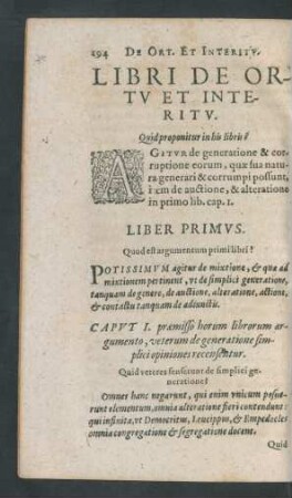 Libri De Ortu Et Interitu.