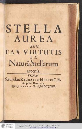 Stella Aurea Seu Fax Virtutis Ex Natura Stellarum accensa
