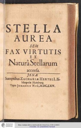 Stella Aurea Seu Fax Virtutis Ex Natura Stellarum accensa