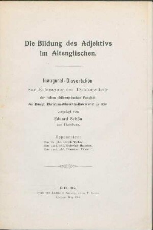 Die Bildung des Adjektivs im Altenglischen