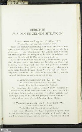 Berichte aus den einzelnen Sitzungen