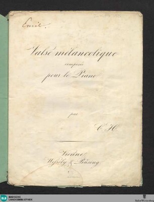Valse mélancolique : composée pour le piano