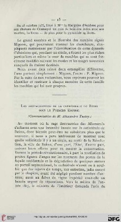 1918/19: Les restaurations de la cathédrale de Reims sous le Premier Empire