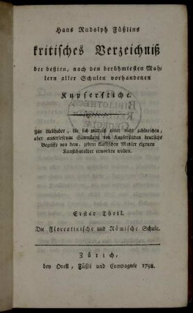 1: Die Florentinische und Römische Schule