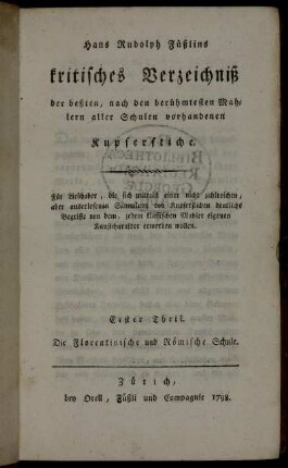 1: Die Florentinische und Römische Schule