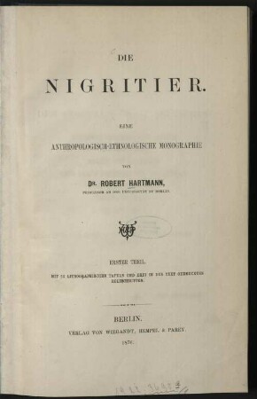 1: Die Nigritier : eine anthropologisch-ethnologische Monographie