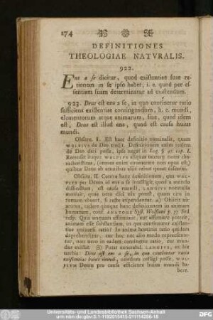 Definitiones Theologiae Naturalis.