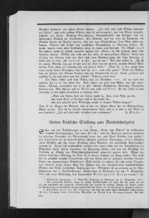 Unsere kirchliche Stellung zum Reichsschulgesetz
