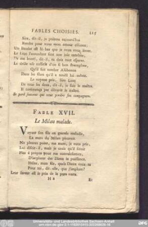 Fable XVII. Le Milan malade.