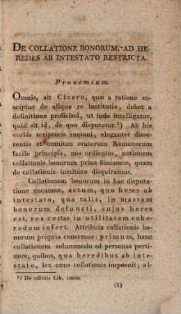 De collatione bonorum, ad haeredes ab intestato restricta, secundum ius Romanum et patrium