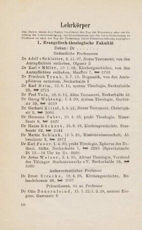 10-22, Lehrkörper