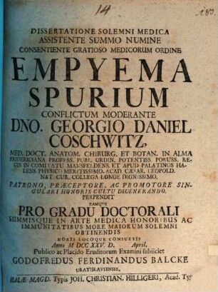Dissertatione solemni med. ... empyema spurium