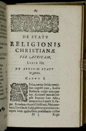 De Statu Religionis Christianæ Per Africam, Liber III.