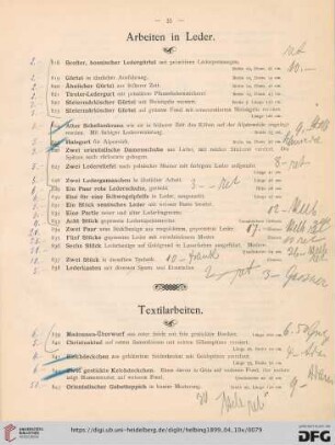 Textilarbeiten (Nr. 839-895)