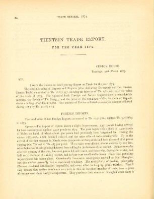 Tientsin trade report