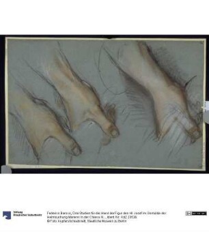 Drei Studien für die Hand der Figur des Hl. Josef im Gemälde der Heimsuchung Mariens in der Chiesa Nuova in Rom
