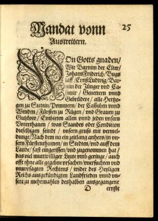 Mandat vonn Austrettern.