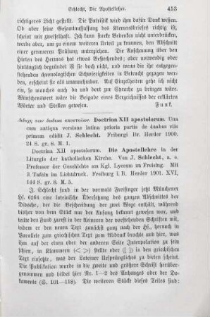 453-455 [Rezension] Schlecht, Joseph, Doctrina XII Apostolorum