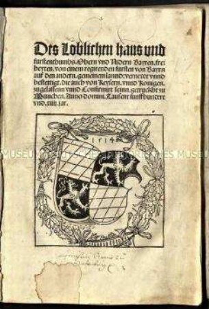 Sammlung von 34 Privilegien für die Landstände im Herzogtum Bayern 1311-1514